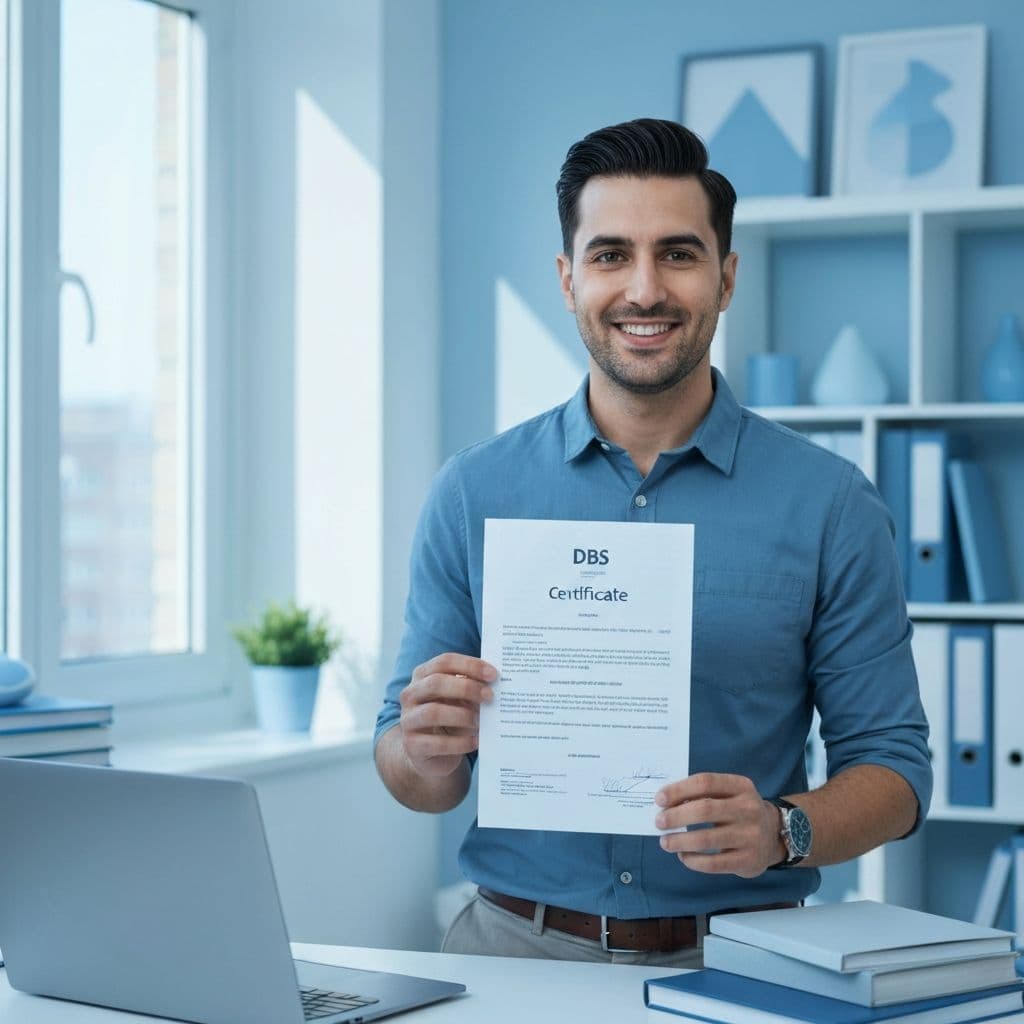 DBS check for tutors UK - tutor holding enhanced DBS certificate in professional setting