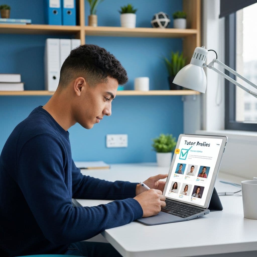 Student choosing an online tutor in the UK