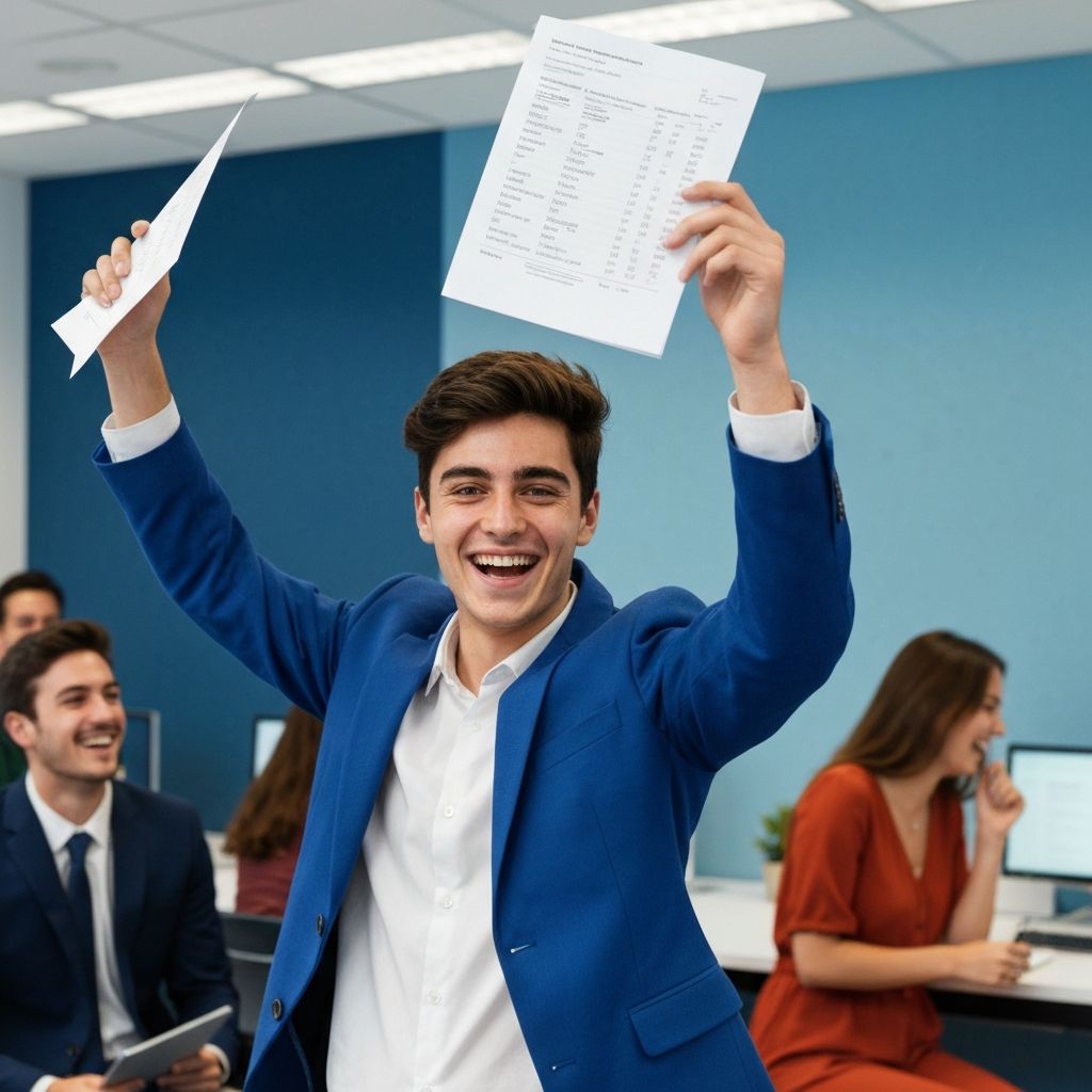 UK students celebrating exam results after online tutoring